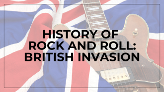 Vintage electric guitar on UK flag 