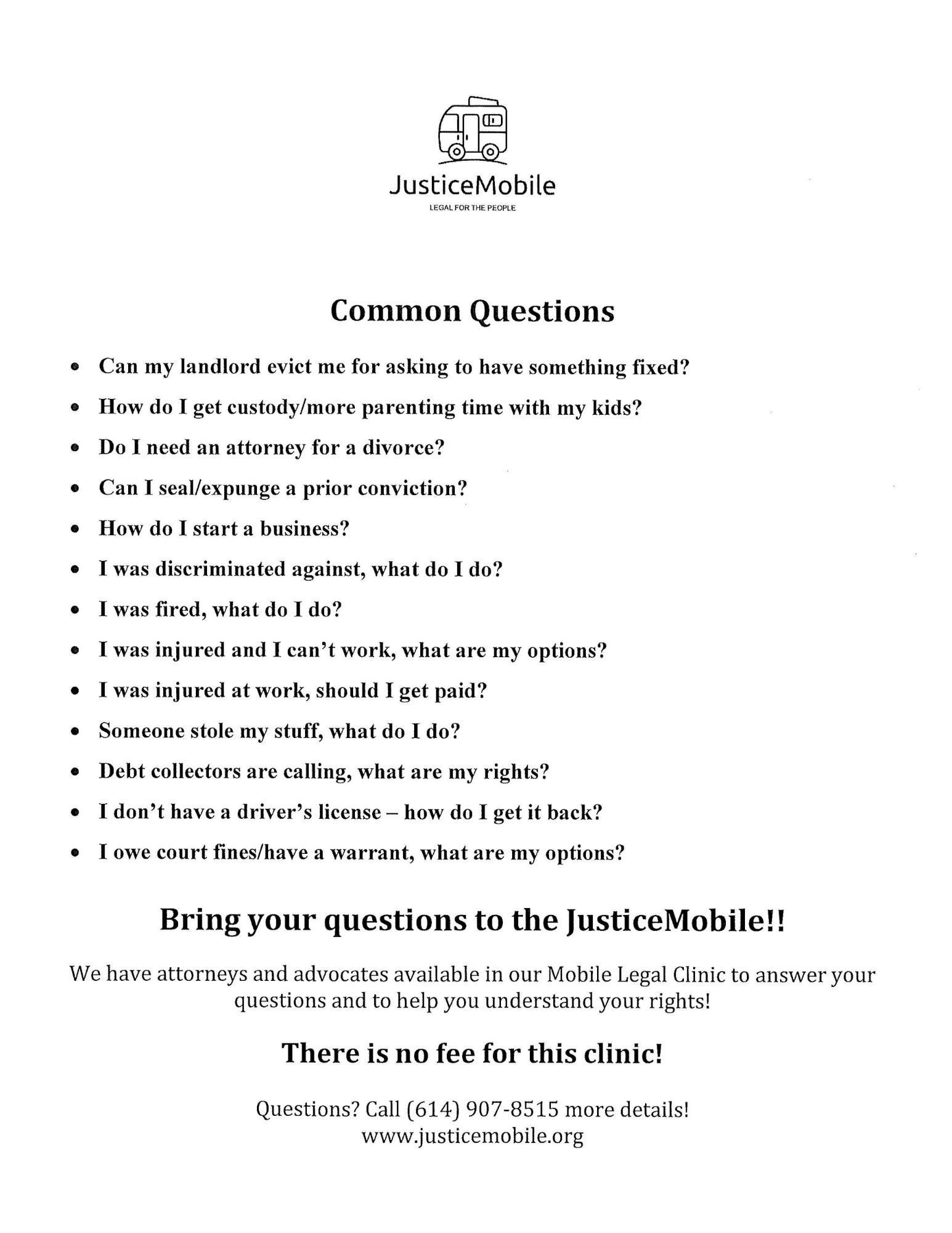 JusticeMobile Common Questions